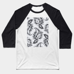 Black and white Paisley Pattern Baseball T-Shirt